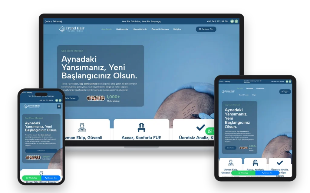 Trend Hair — masaüstü, tablet ve mobil görünüm