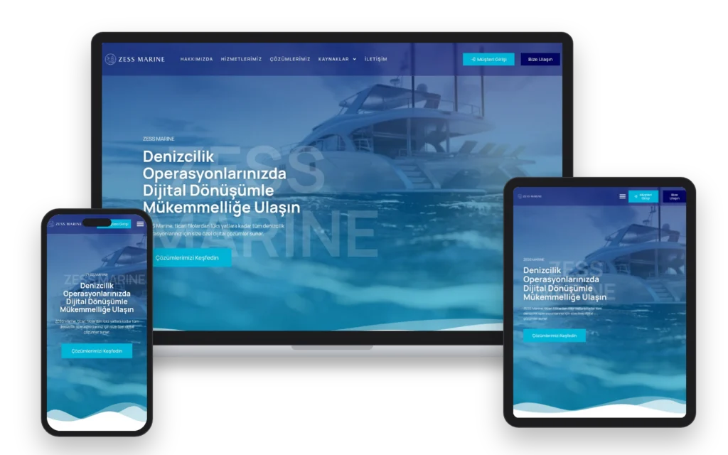 Zess Marine — masaüstü, tablet ve mobil görünüm